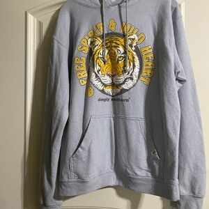 Simply Southern Light Gray Hoodie with Tiger Graphic